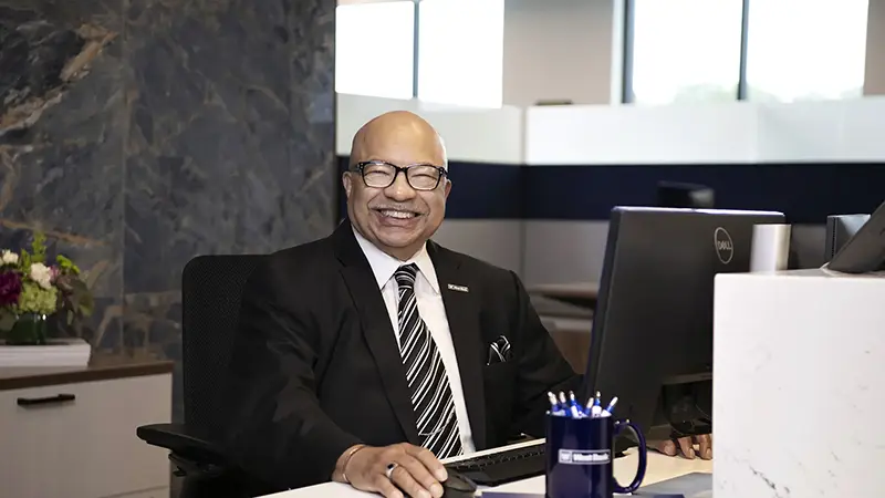 smiling banker