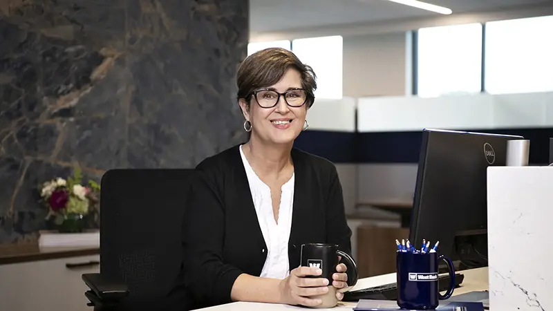 smiling bank employee