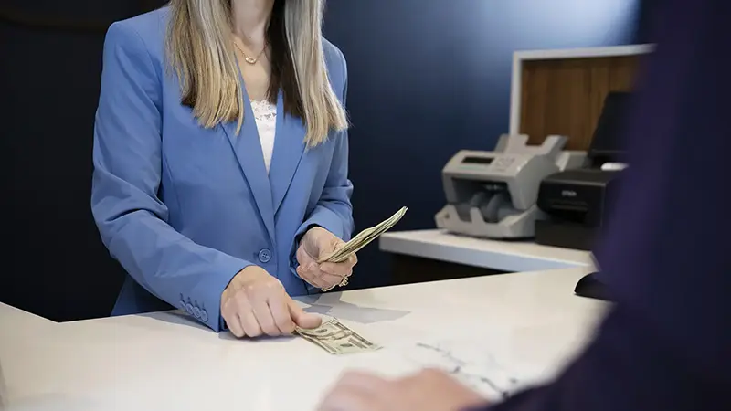banker with cash