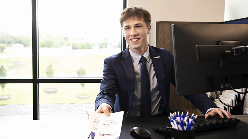 smiling banker