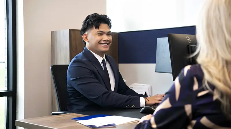 banker on computer