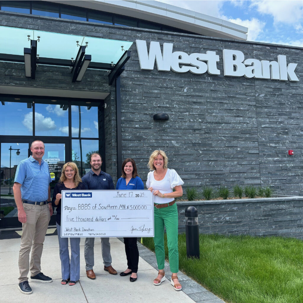 Owatonna West Bank check presentation to Big Brothers Big Sisters of Southern Minnesota