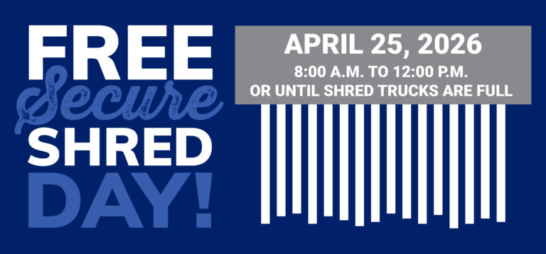 Graphic saying that West Bank Shred Day will be on April 25, 2026